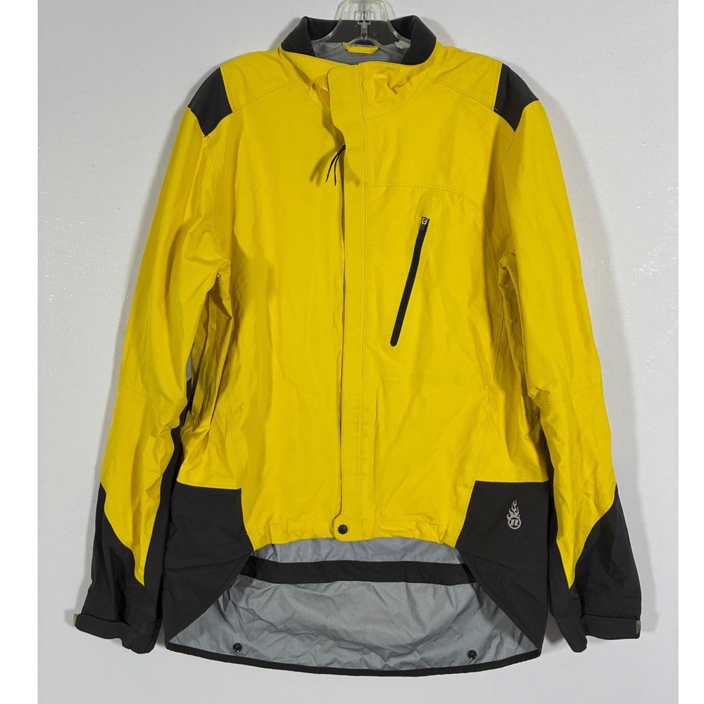 Novara Mens Large Yellow Black Reflective Cycling Jacket High Visibility REI